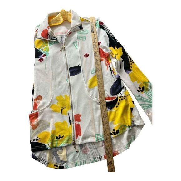 Berek Womens Ray of Sunshine Full Zip Jacket Size PL White Multi Color Pockets - Picture 6 of 12
